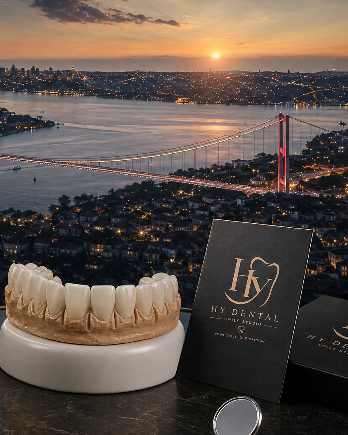 Branded editorial artwork about choosing a dental clinic in Turkey